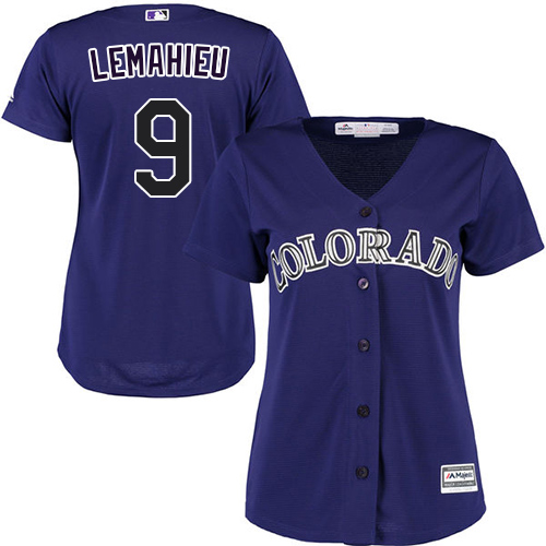 Rockies #9 DJ LeMahieu Purple Alternate Women's Stitched MLB Jersey - Click Image to Close